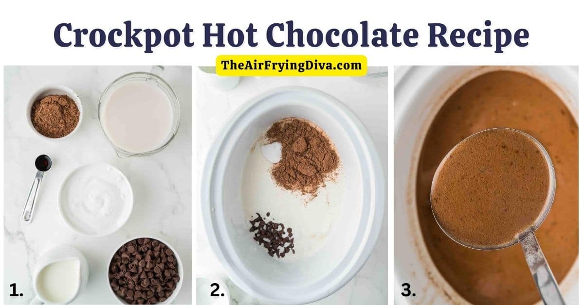 The Best Crockpot Hot Chocolate Recipe, a rich and delicious warm beverage  made with Milk Chocolate Chips and slow cooked to perfection.