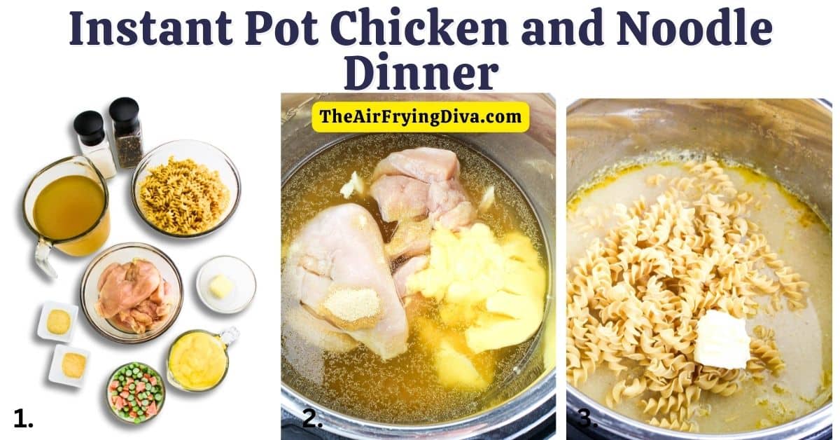 Instant Pot Chicken and Noodle Dinner, an easy and delicious meal made in a creamy and  flavorful sauce in about 30 minutes.  Pressure cooker recipe.