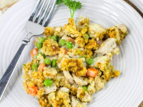 Leftover Turkey Pot Pie with Stuffing Crust