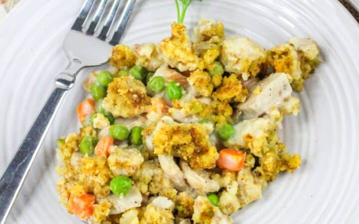 Leftover Turkey Pot Pie with Stuffing Crust
