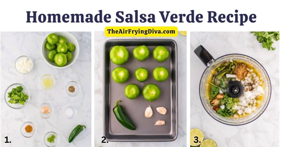 Homemade Salsa Verde Recipe,  a simple and flavorful Mexican inspired green dip  or sauce made with tomatillos, jalapeño pepper, and garlic.