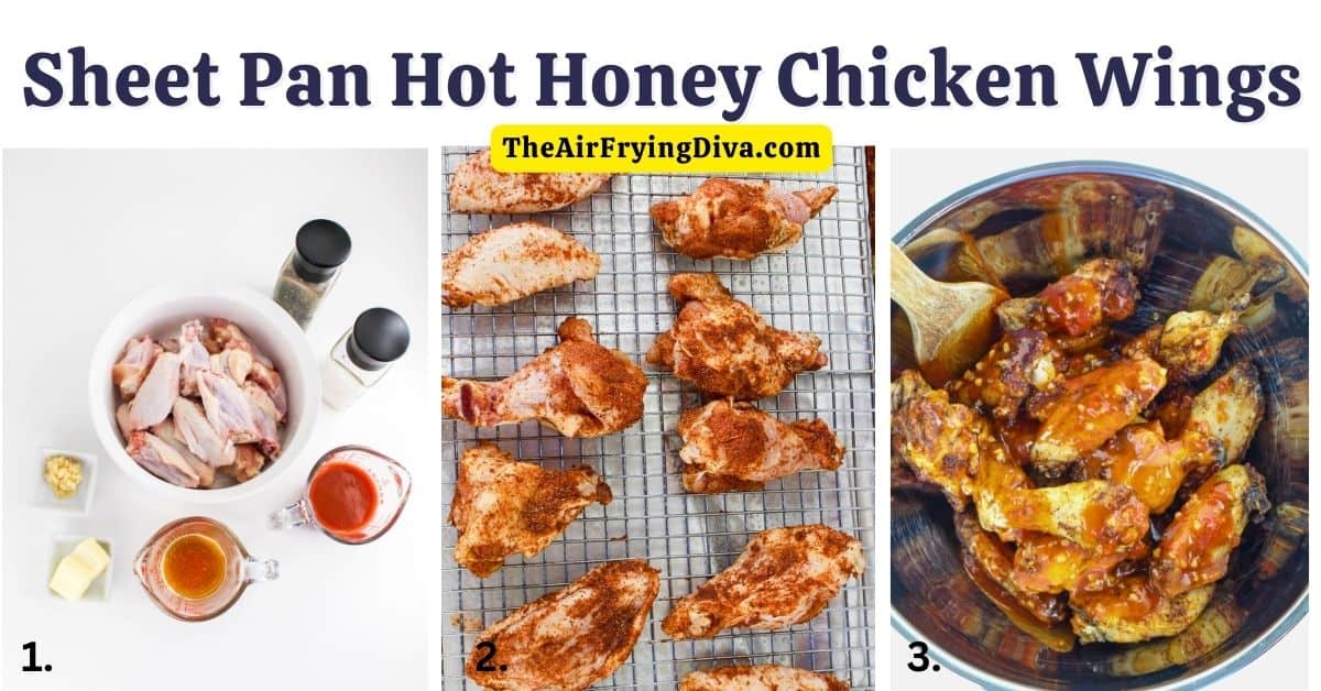 Sheet Pan Hot Honey Chicken Wings, an easy chicken recipe featuring savory, spicy, and sweet flavors, oven baked to mouthwatering perfection.