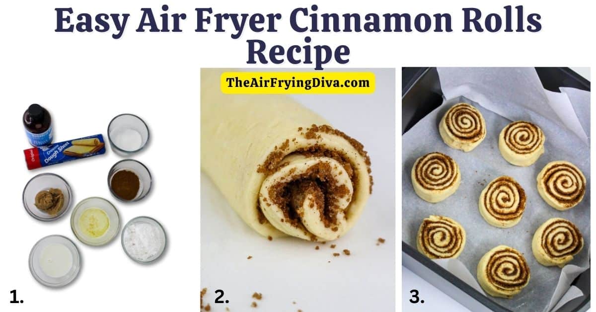 Easy Air Fryer Cinnamon Rolls Recipe, a simple 20 minute recipe for turning crescent roll dough into a warm and gooey treat!