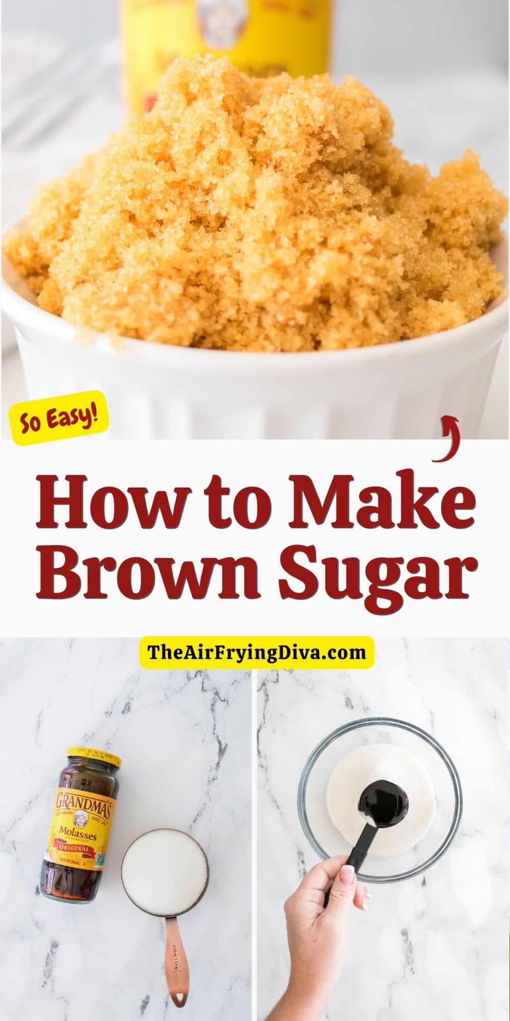 How to Make Brown Sugar, a simple two ingredients recipe for making homemade brown sugar from scratch.  Includes low sugar version.