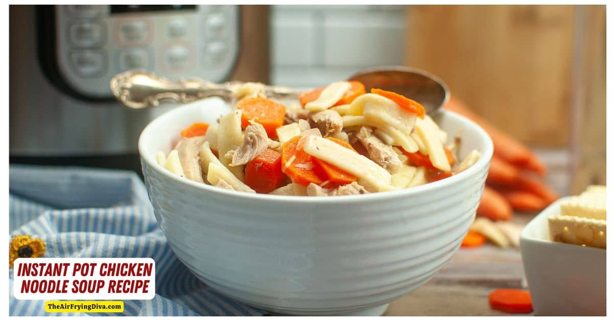 Instant Pot Chicken Noodle Soup Recipe, an easy made from scratch appetizer or meal recipe made with chicken leg quarters and egg noodles.