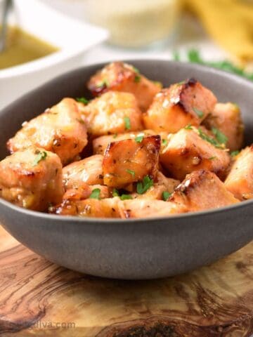 Air Fryer Honey Mustard Salmon Bites