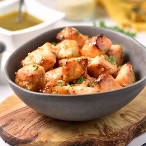 Air Fryer Honey Mustard Salmon Bites