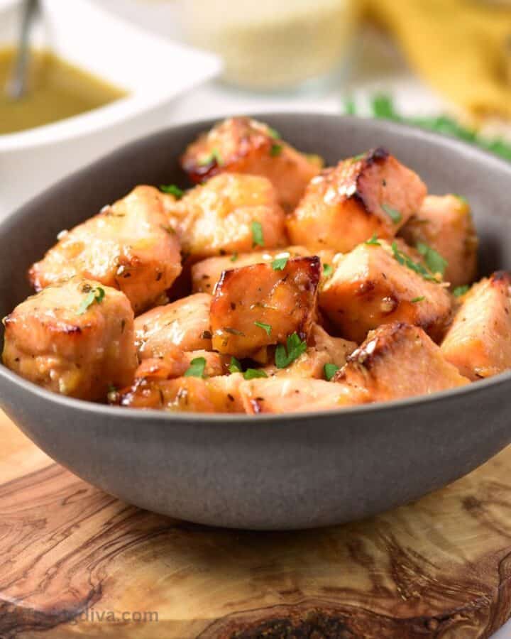 Air Fryer Honey Mustard Salmon Bites