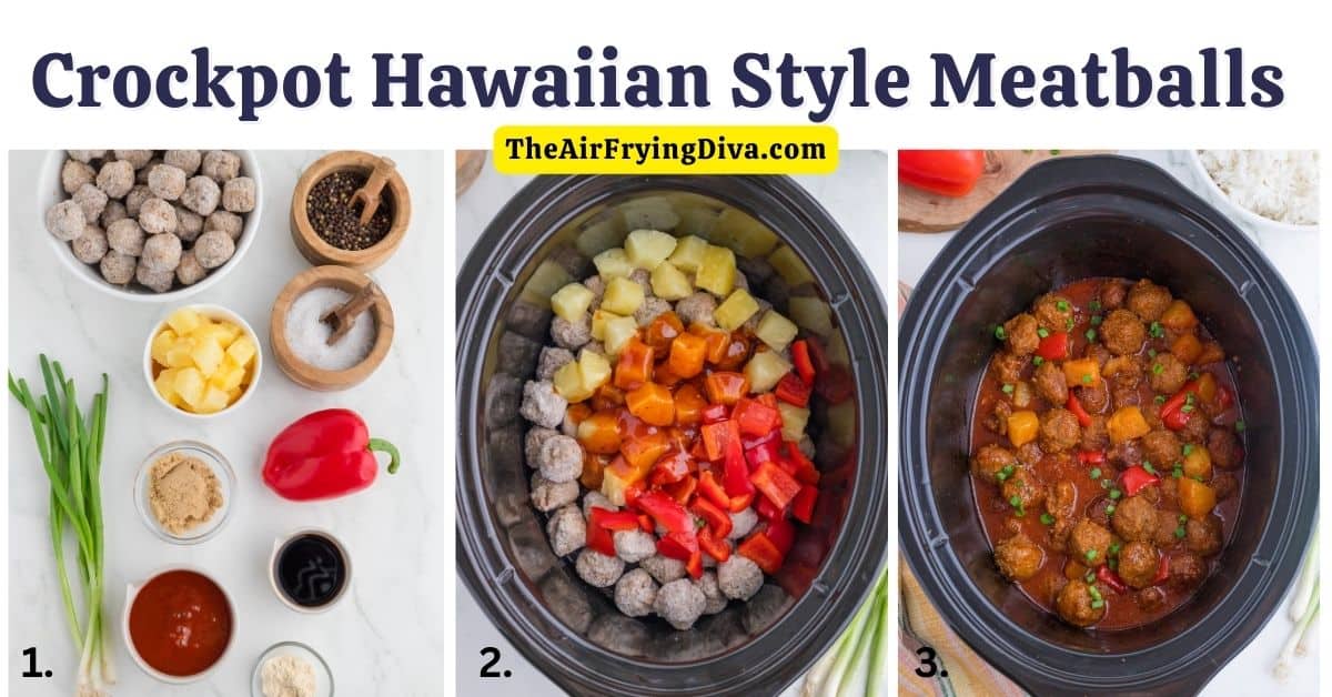 Crockpot Hawaiian Meatballs Recipe, a simple and delicious meal made with pineapple and BBQ sauce, slow cooked to perfection.