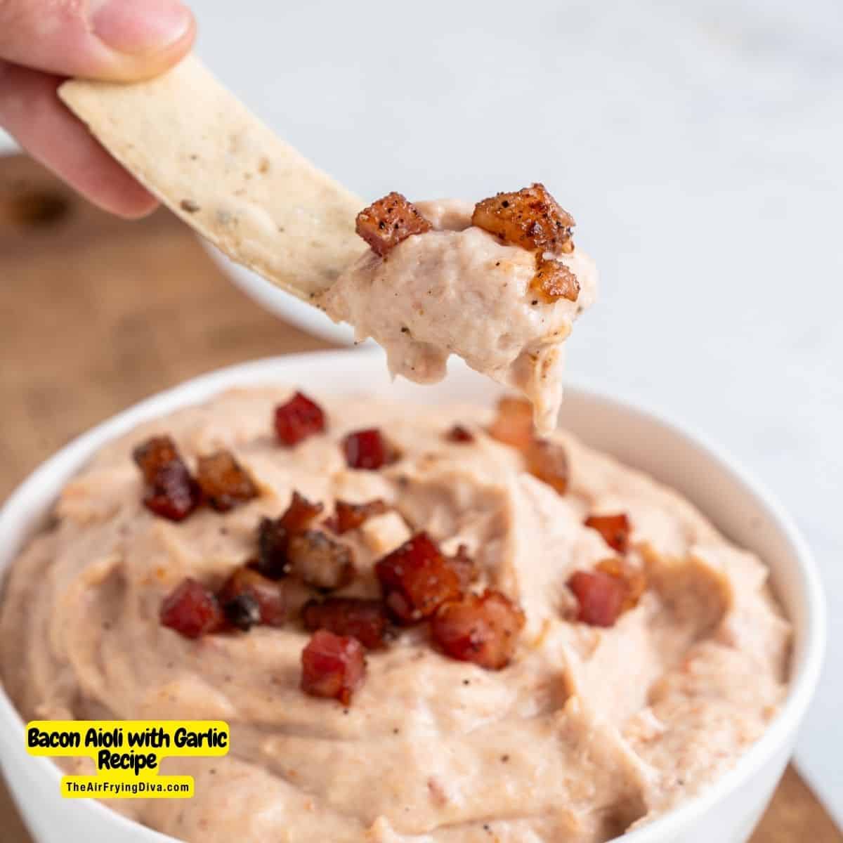 Bacon Aioli with Garlic Recipe, a creamy and flavorful mayonnaise that can be enjoyed as a dip, spread, or topping.