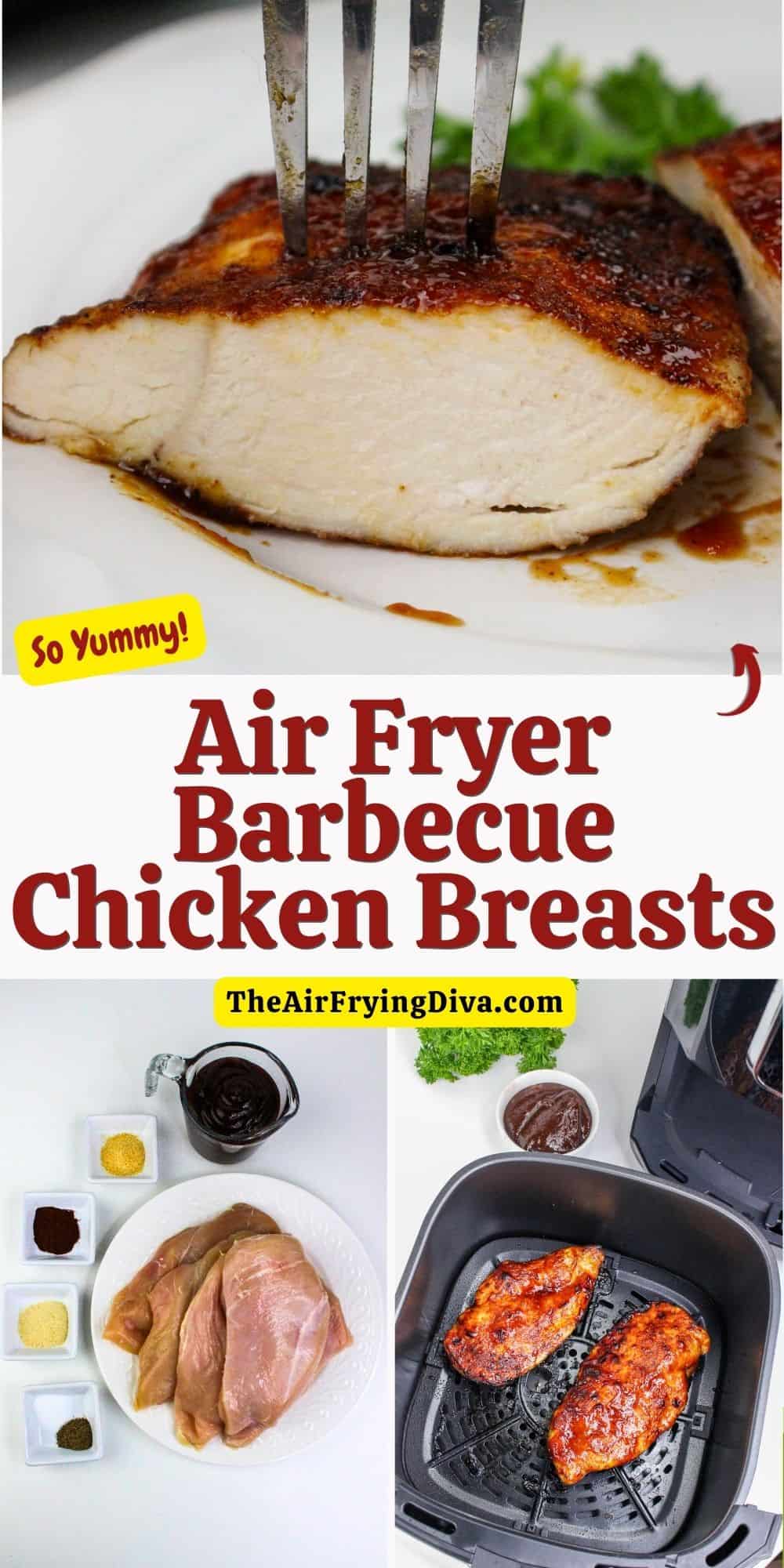 Air Fryer Barbecue Chicken Breasts, a simple 30 minute  chicken recipe for air fried to perfection in about about 20 minutes.