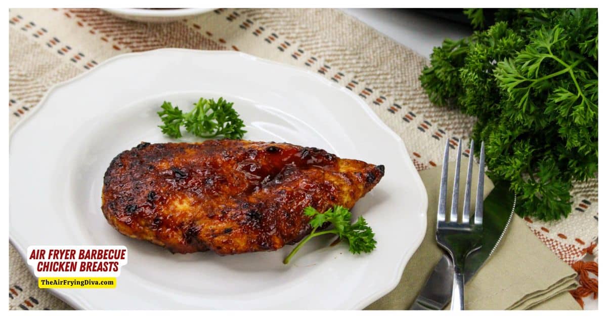 Air Fryer Barbecue Chicken Breasts, a simple 30 minute chicken recipe for air fried to perfection in about about 20 minutes. Air Fryer Barbecue Chicken Breasts, a simple 30 minute chicken recipe for air fried to perfection in about about 20 minutes.