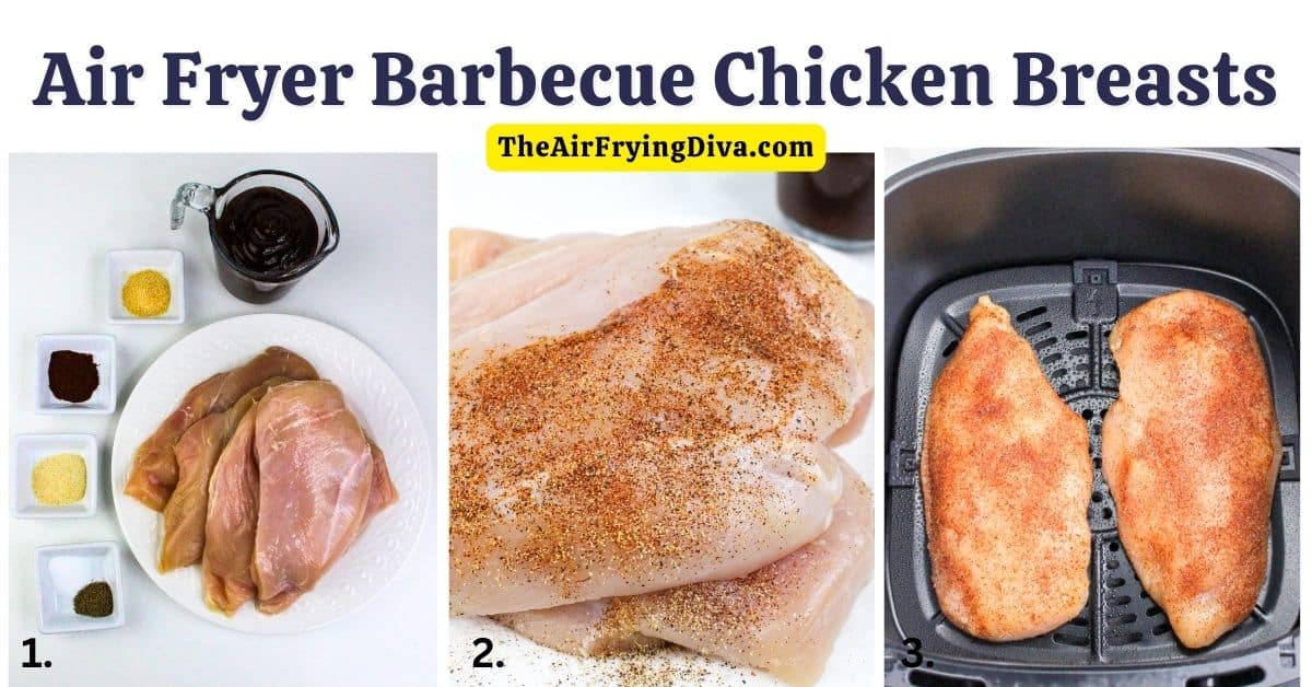 Air Fryer Barbecue Chicken Breasts, a simple 30 minute  chicken recipe for air fried to perfection in about about 20 minutes.