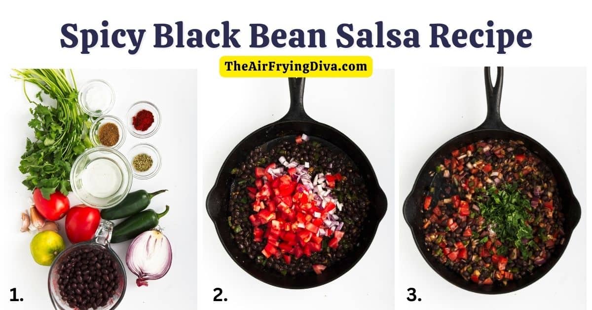 Spicy Black Bean Salsa Recipe, a colorful and flavorful easy to make appetizer, dip, or condiment made in less than 20 minutes. 