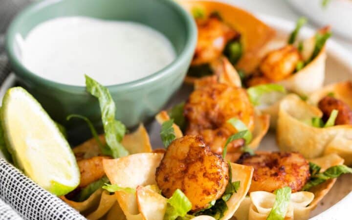 Shrimp Taco Bites with Lime Crema
