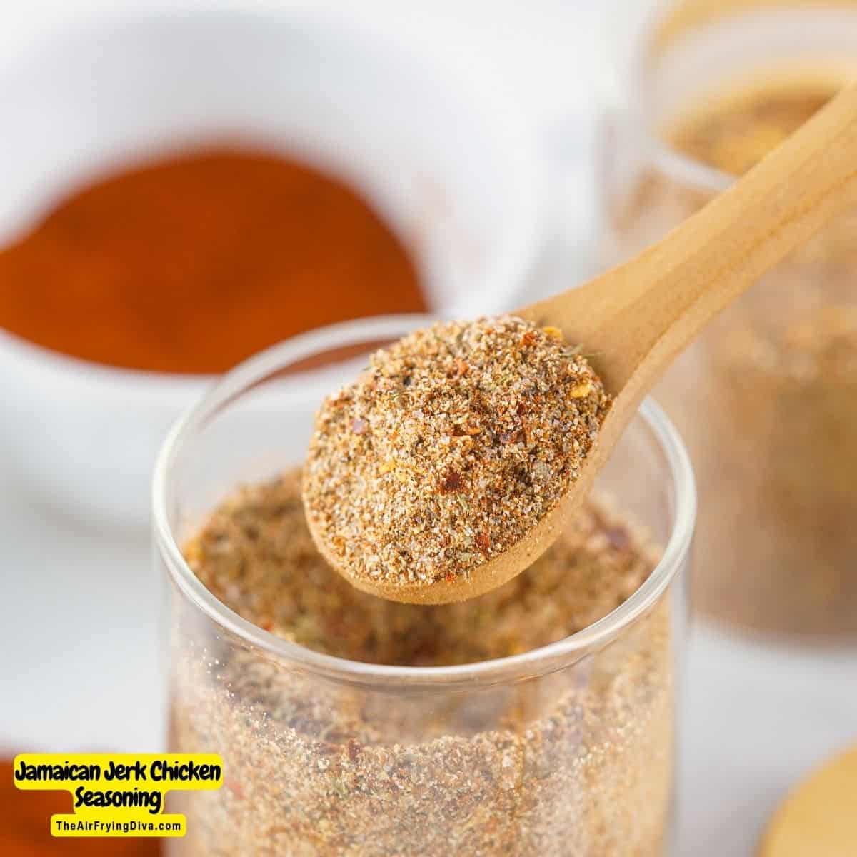Jamaican Jerk Chicken Seasoning, a quick and easy recipe for a Caribbean inspired seasoning blend that can be used as a rub or marinade.