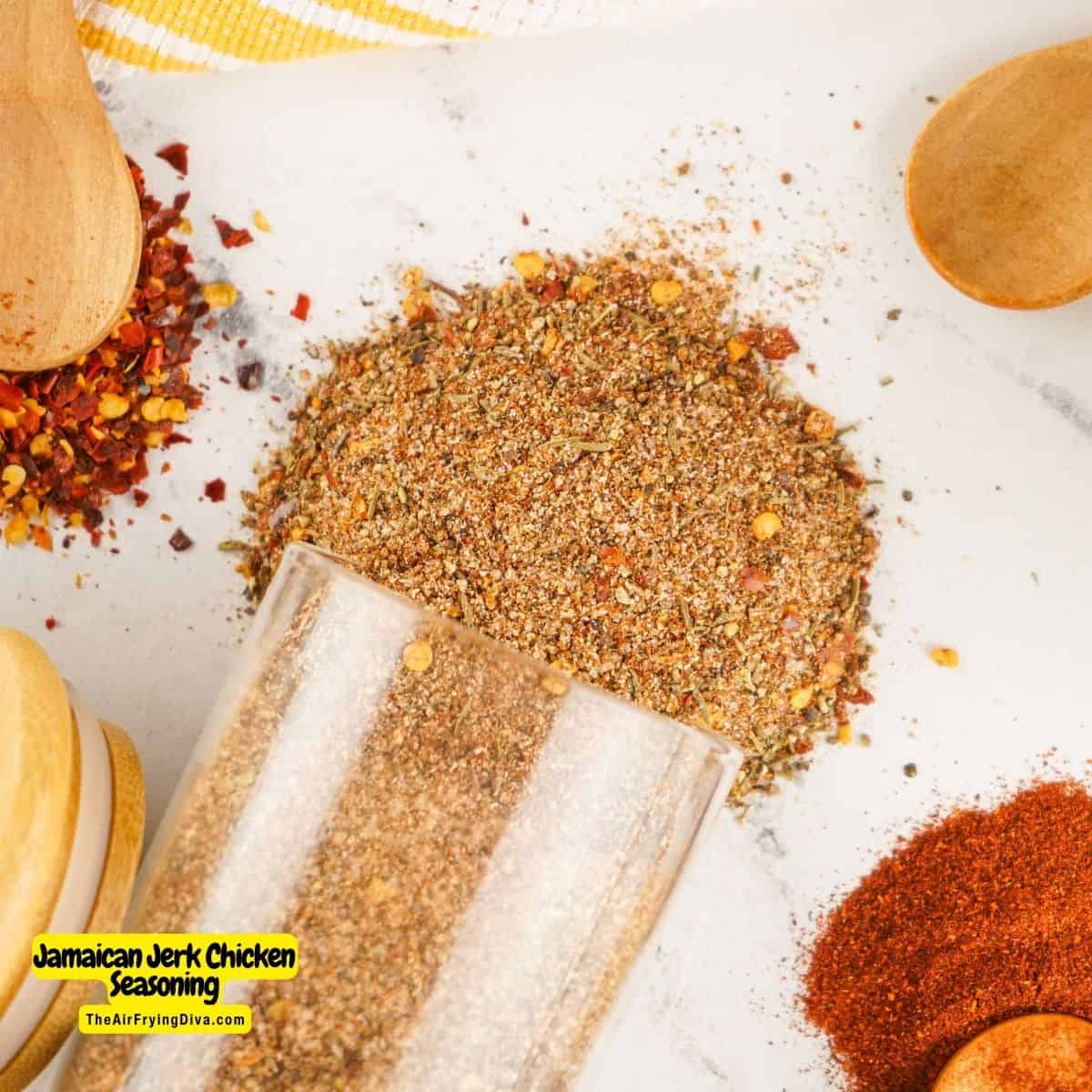 Jamaican Jerk Chicken Seasoning, a quick and easy recipe for a Caribbean inspired seasoning blend that can be used as a rub or marinade.
