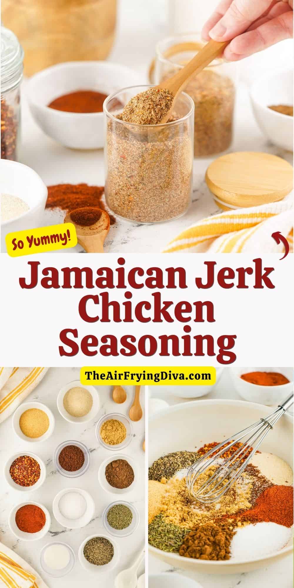 Jamaican Jerk Chicken Seasoning, a quick and easy recipe for a Caribbean inspired seasoning blend that can be used as a rub or marinade.