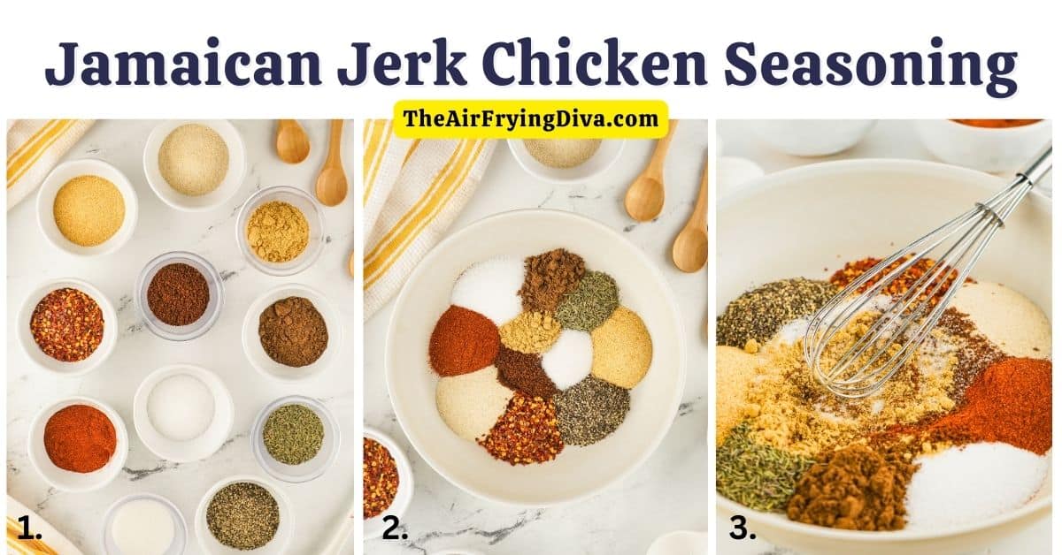 Jamaican Jerk Chicken Seasoning, a quick and easy recipe for a Caribbean inspired seasoning blend that can be used as a rub or marinade.