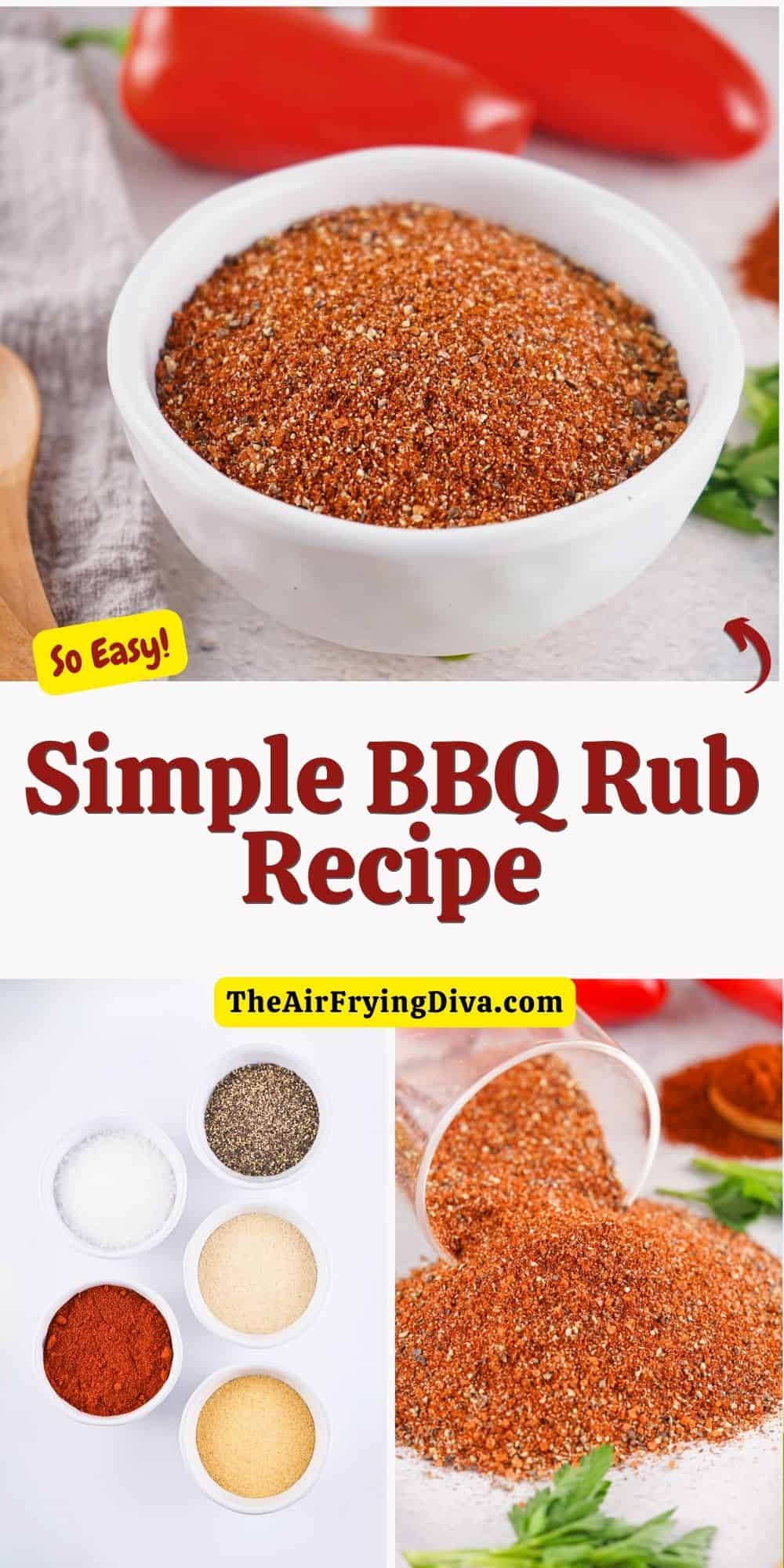 Simple BBQ Rub Recipe, made with just five ingredients, this  versatile seasoning can be used for a variety of food from beef to popcorn.