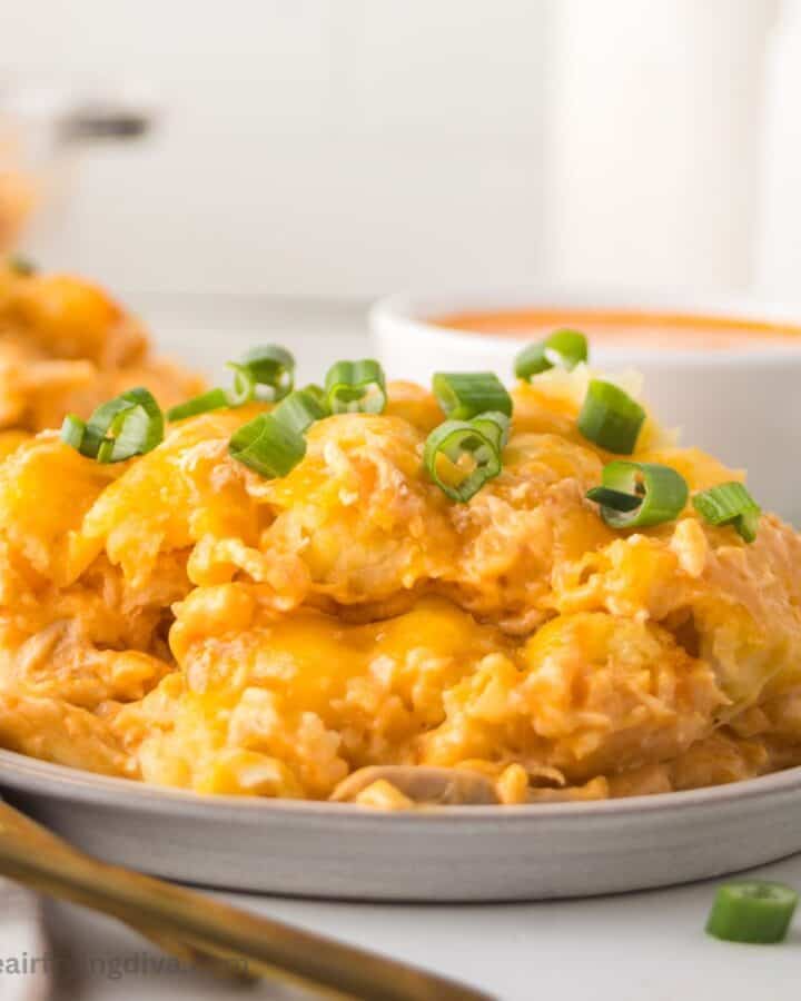 Buffalo Chicken Tater Tot Casserole