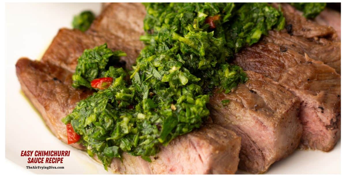 Easy Chimichurri Sauce Recipe, a simple 10 minute condiment or sauce recipe made with fresh ingredients in a garlicky vinaigrette. Easy Chimichurri Sauce Recipe, a simple 10 minute condiment or sauce recipe made with fresh ingredients in a garlicky vinaigrette.