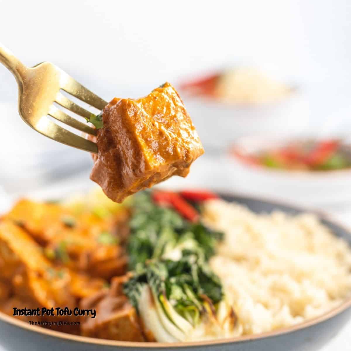 Instant Pot Tofu Curry, simple vegan recipe pressure cooked to perfection in about 20 minutes. Loaded with protein and goodness.