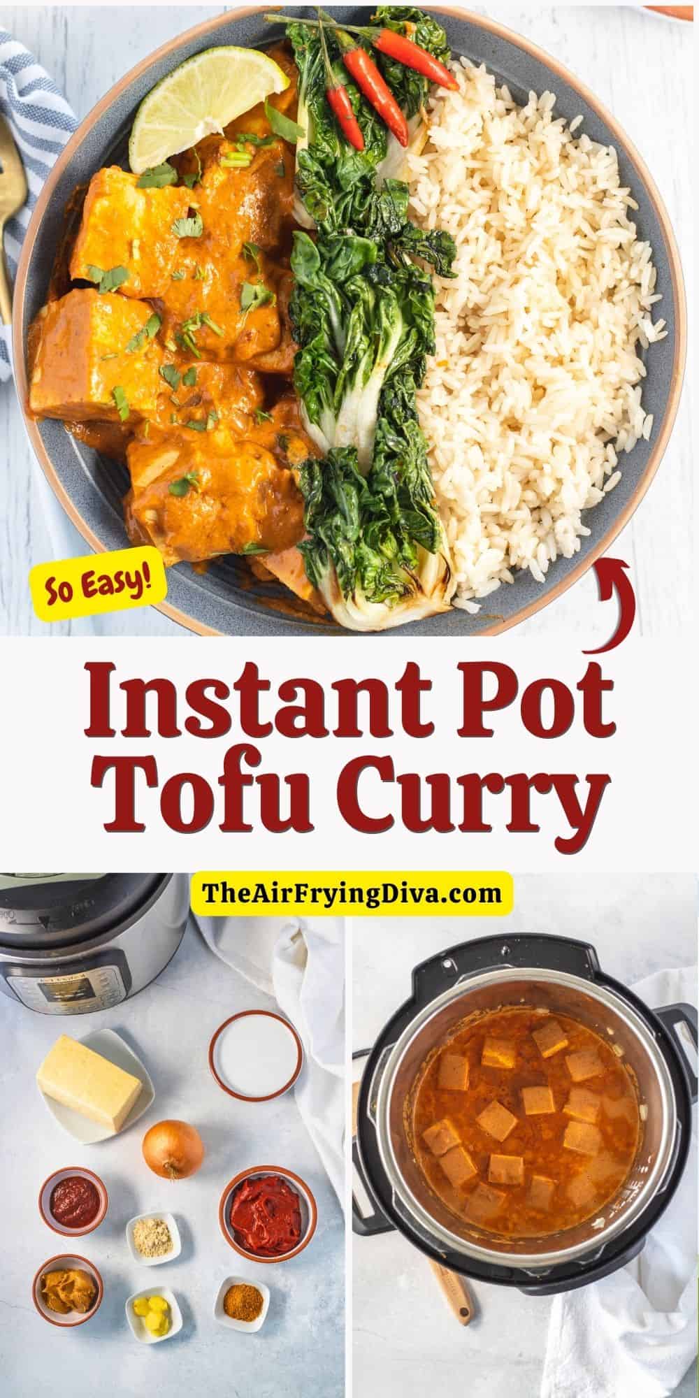 Instant Pot Tofu Curry, simple vegan recipe pressure cooked to perfection in about 20 minutes. Loaded with protein and goodness.