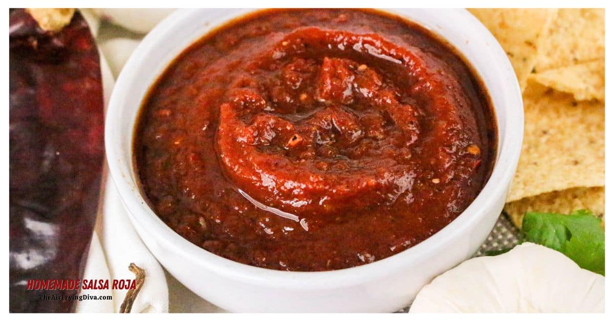 This Homemade Salsa Roja Recipe is a simple appetizer or condiment made with fresh ingredients in about 15 minutes.