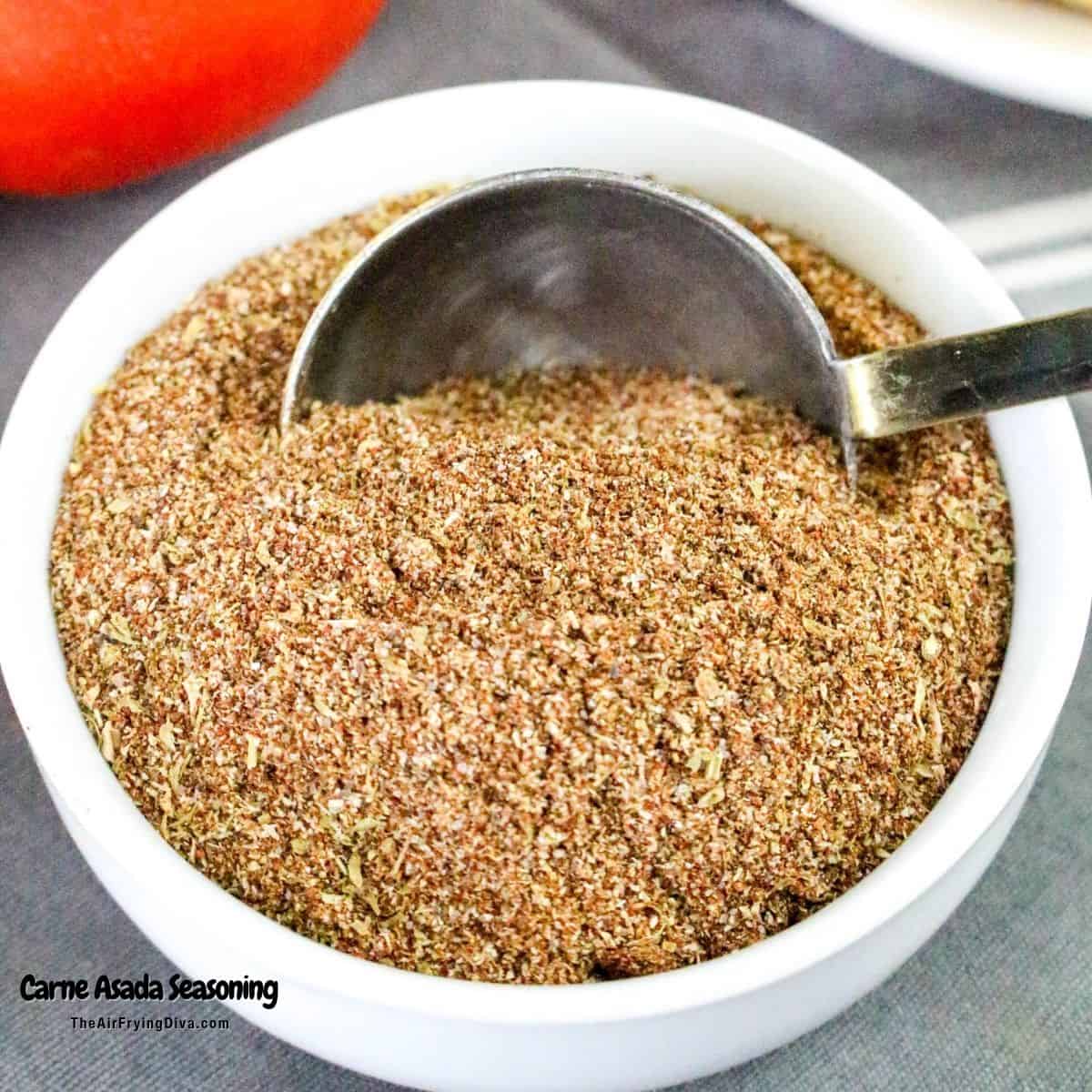 Carne Asada Seasoning, a  recipe for a Mexican-inspired spice blend that can be used as a dry rub, marinade, or for adding flavor to a dish.