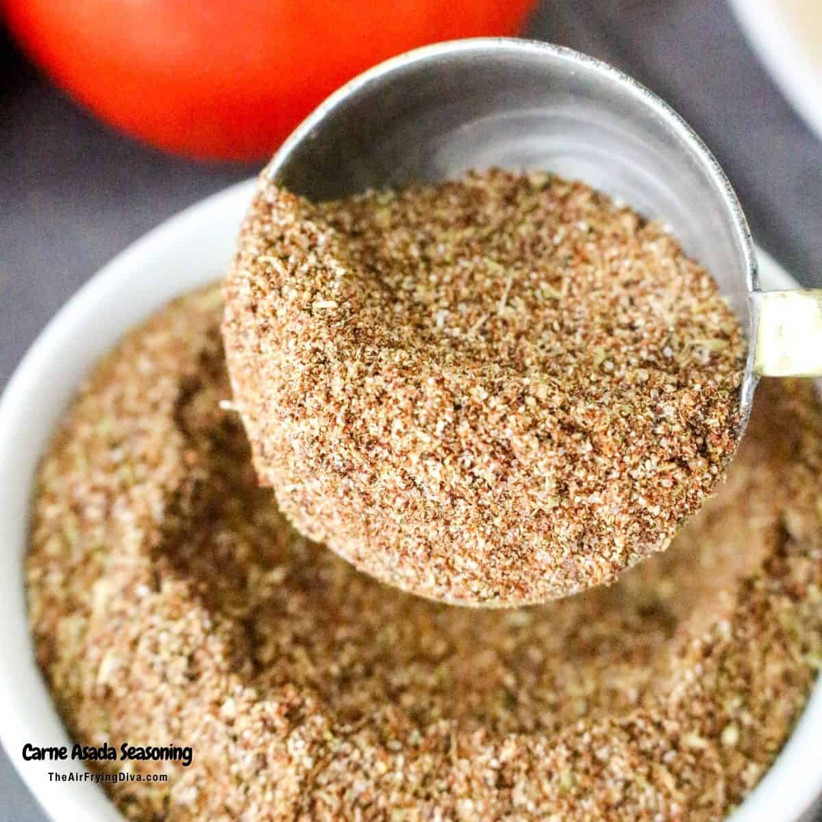Carne Asada Seasoning, a  recipe for a Mexican-inspired spice blend that can be used as a dry rub, marinade, or for adding flavor to a dish.