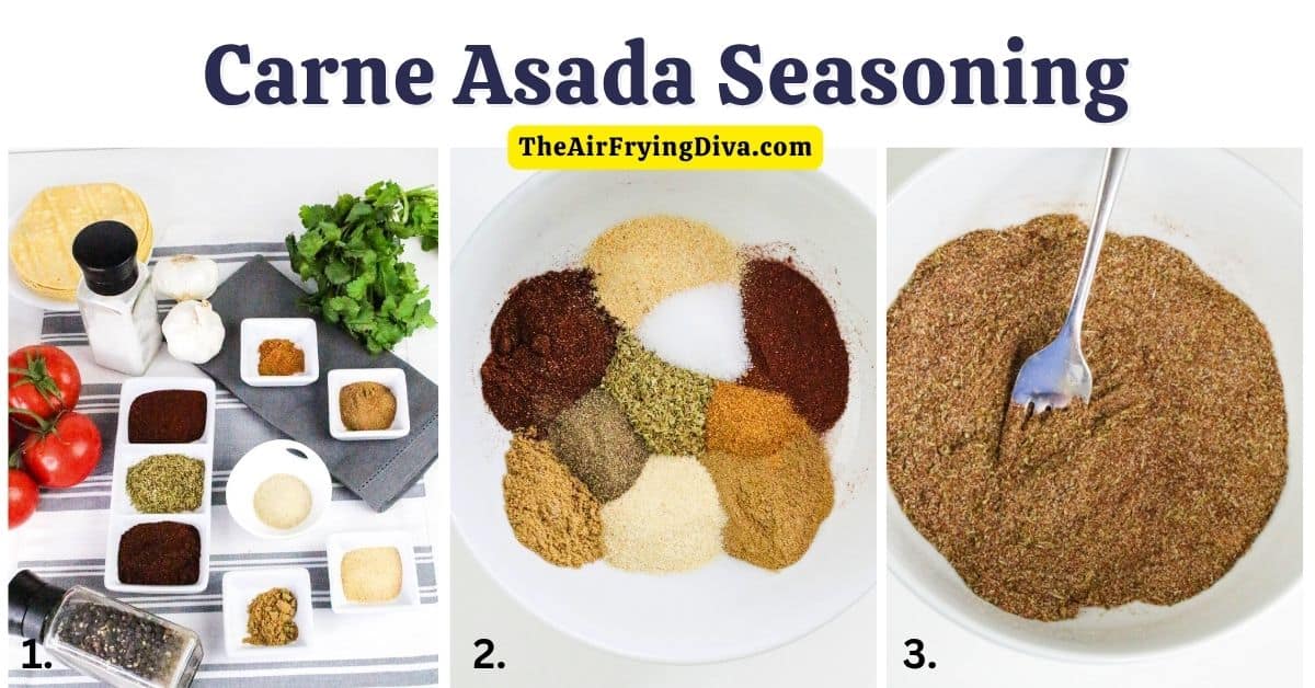 Carne Asada Seasoning, a  recipe for a Mexican-inspired spice blend that can be used as a dry rub, marinade, or for adding flavor to a dish.