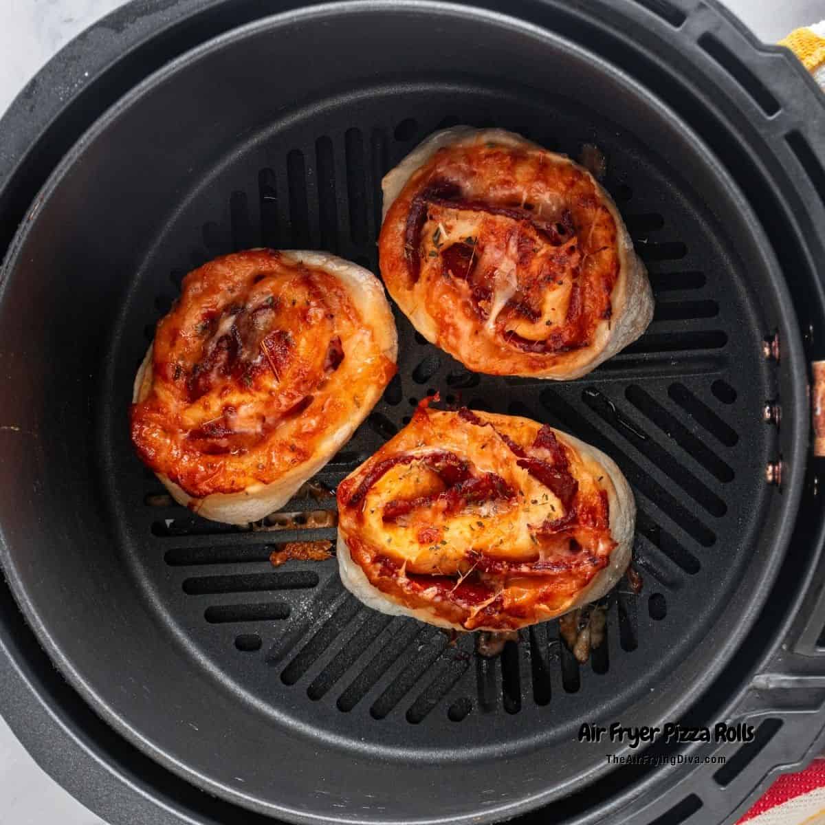 Easy Air Fryer Pizza Rolls made from scratch. Mouthwatering good pepperoni pizza rolls air fried to perfection in about 8 minutes.