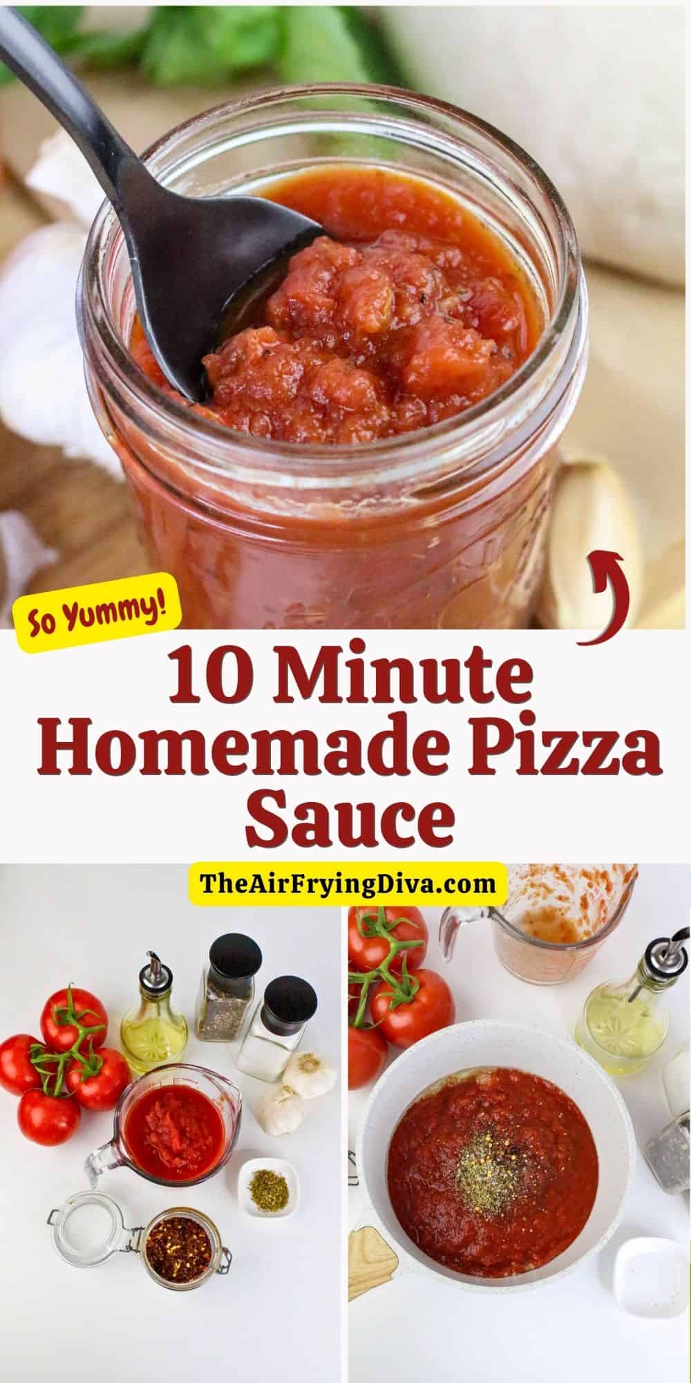 10 Minute Homemade Pizza Sauce, simple and delicious sauce recipe made in the Neapolitan style with San Marzano tomatoes.