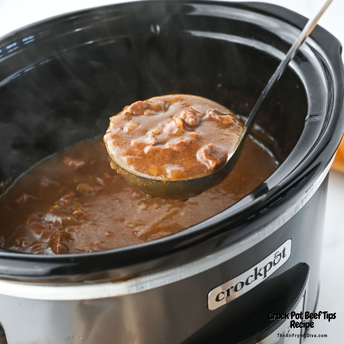 Crock Pot Beef Tips Recipe, a simple and delicious recipe for tender beef tips slow cooked to perfection in rich and savory sauce.