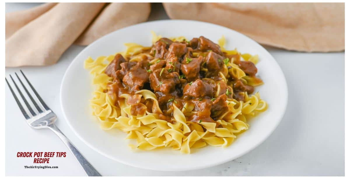 Crock Pot Beef Tips Recipe, a simple and delicious recipe for tender beef tips slow cooked to perfection in rich and savory sauce. Crock Pot Beef Tips Recipe