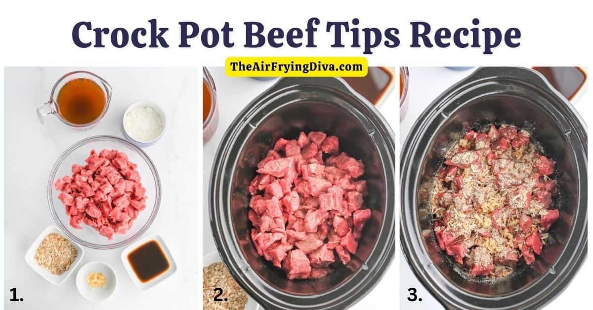 Crock Pot Beef Tips Recipe, a simple and delicious recipe for tender beef tips slow cooked to perfection in rich and savory sauce.