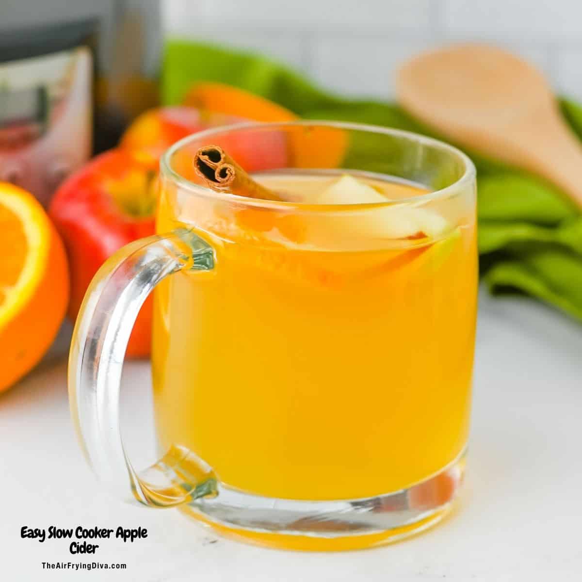 Easy Slow Cooker Apple Cider, a simple crockpot recipe made with autumn spices and orange slices mulled or simmered to perfection.