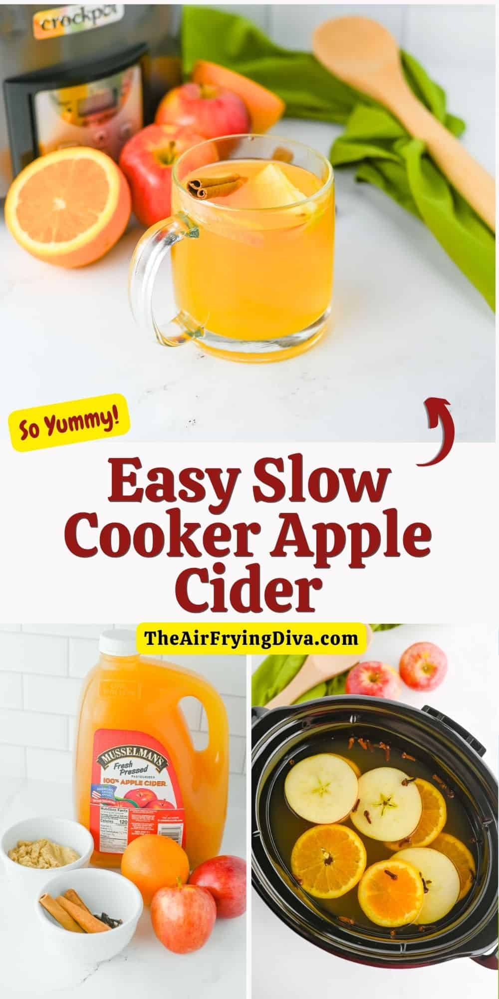 Easy Slow Cooker Apple Cider, a simple crockpot recipe made with autumn spices and orange slices mulled or simmered to perfection.