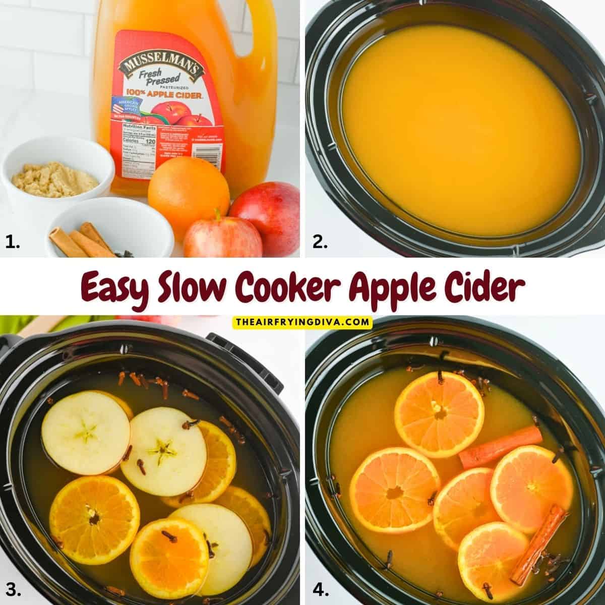 Easy Slow Cooker Apple Cider, a simple crockpot recipe made with autumn spices and orange slices mulled or simmered to perfection.