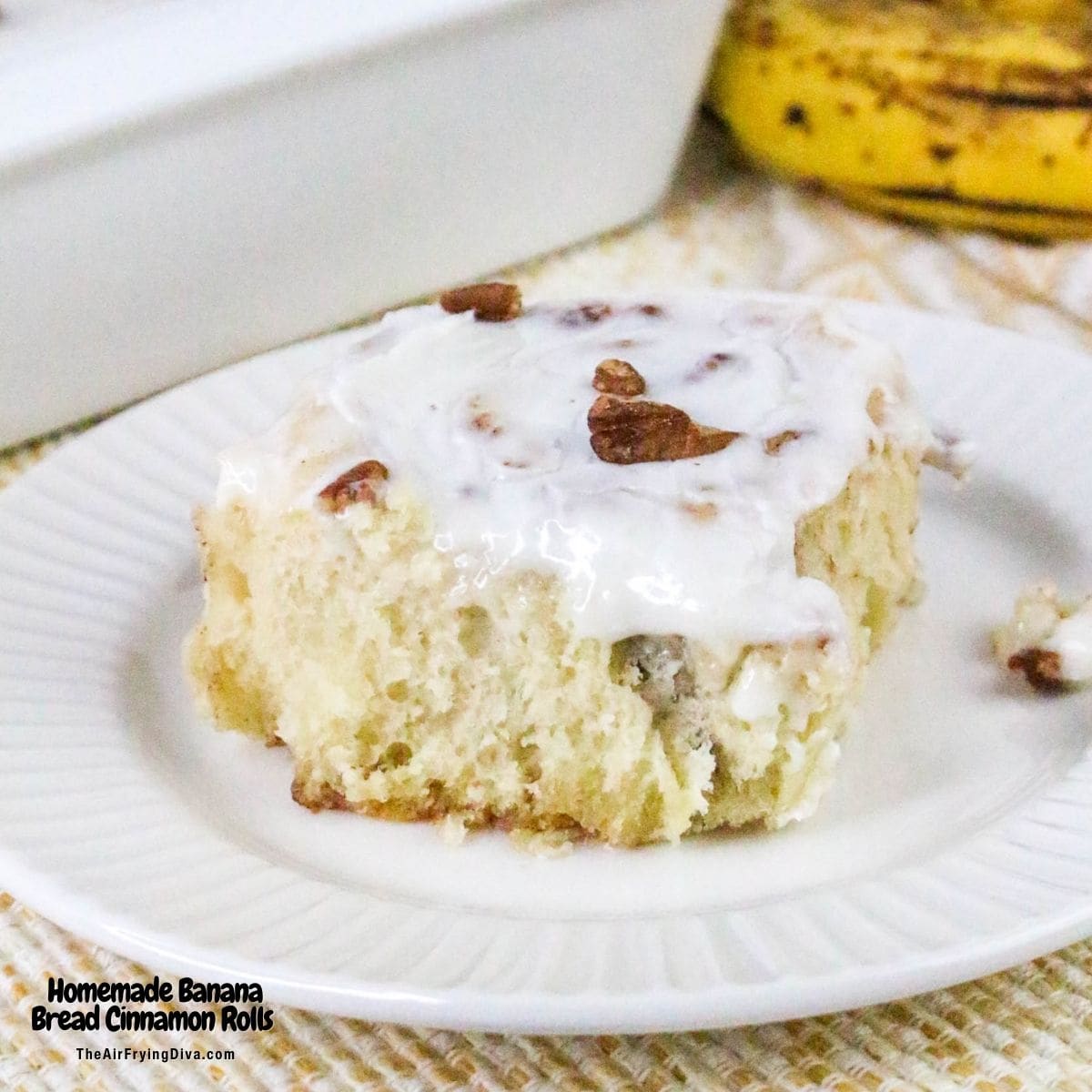 Homemade Banana Bread Cinnamon Rolls, made from scratch fluffy rolls stuffed with a sweet cinnamon filling and tipped with glaze.