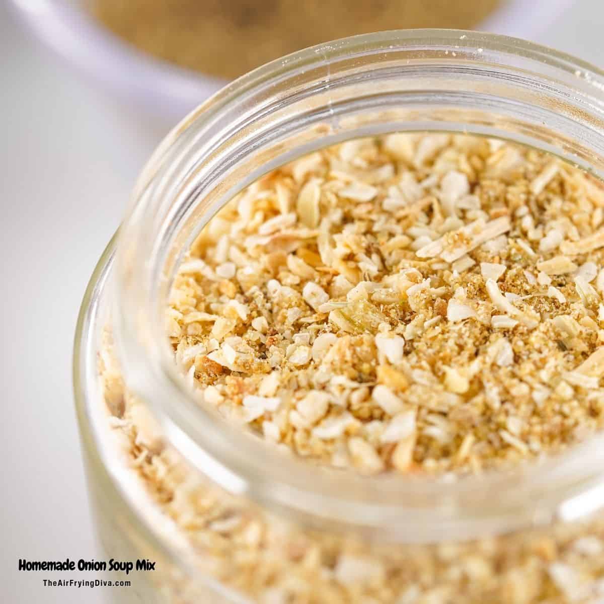 Homemade Onion Soup Mix,made with just five ingredients, this versatile seasoning can be used for a variety of food from soups to dips.