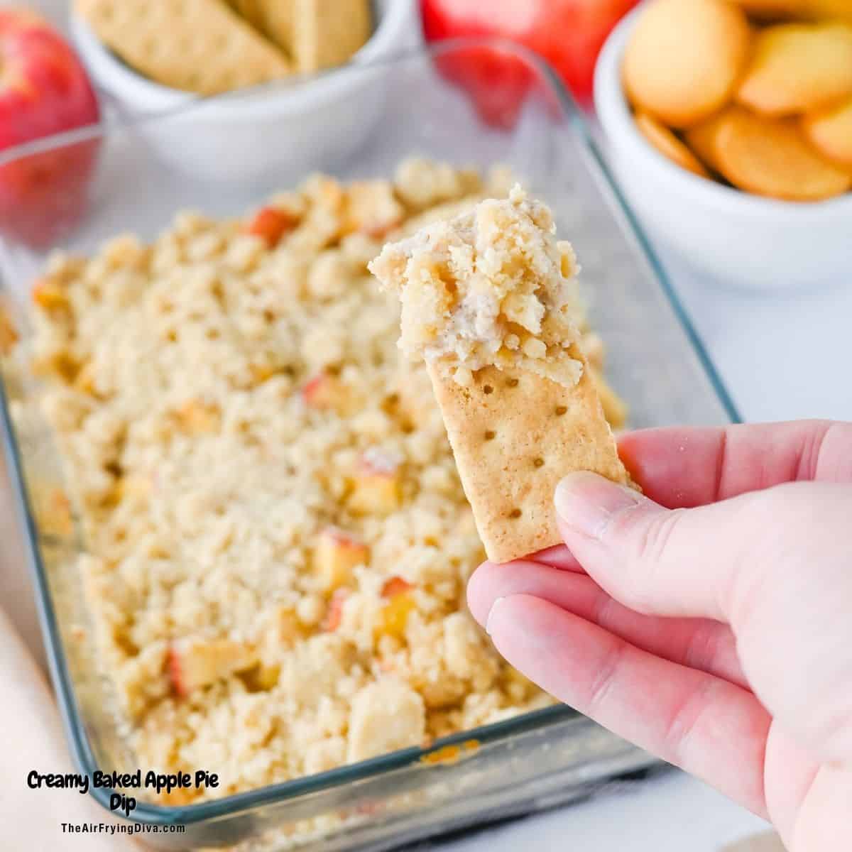 Creamy Baked Apple Pie Dip an easy dessert recipe made with chopped apples and cream cheese in about 20 minutes.
