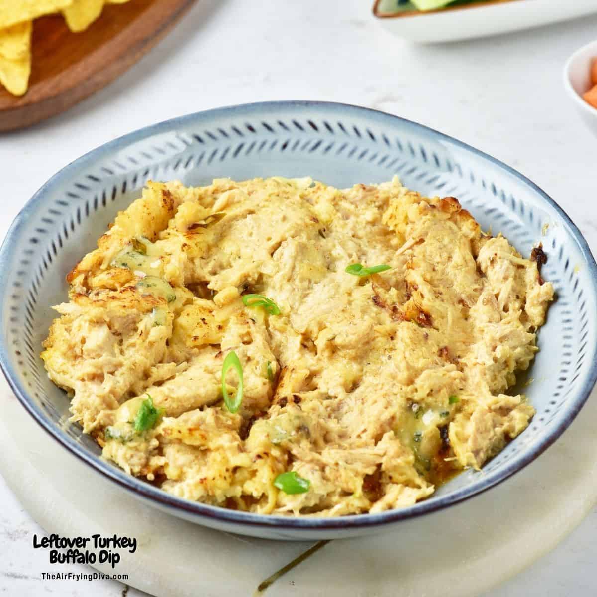 Leftover Turkey Buffalo Dip, a quick and easy appetizer recipe made with shredded cooked turkey, creamy cheese, and a bit of heat. Leftover Turkey Buffalo Dip, a quick and easy appetizer recipe made with shredded cooked turkey, creamy cheese, and a bit of heat.