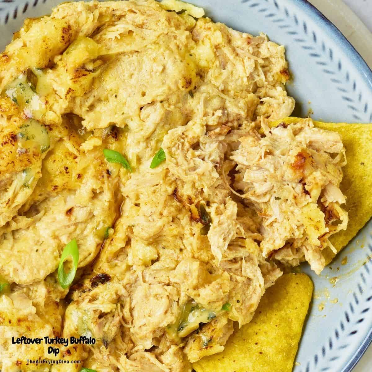 Leftover Turkey Buffalo Dip, a quick and easy appetizer recipe made with shredded cooked turkey, creamy cheese, and a bit of heat. Leftover Turkey Buffalo Dip, a quick and easy appetizer recipe made with shredded cooked turkey, creamy cheese, and a bit of heat.