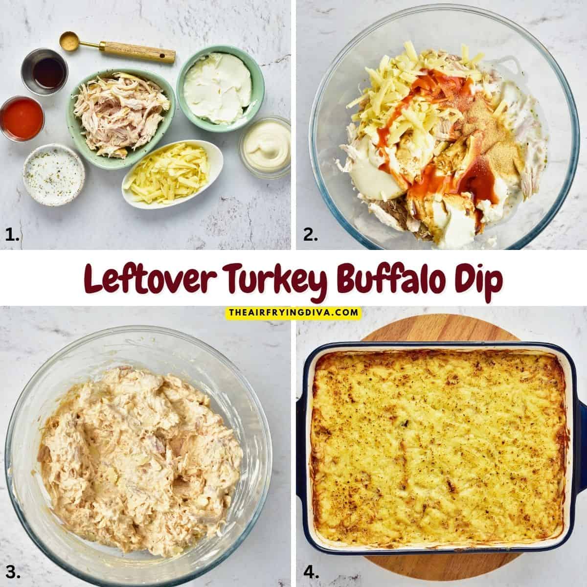 Leftover Turkey Buffalo Dip, a quick and easy appetizer recipe made with shredded cooked turkey, creamy cheese, and a bit of heat. Leftover Turkey Buffalo Dip, a quick and easy appetizer recipe made with shredded cooked turkey, creamy cheese, and a bit of heat.
