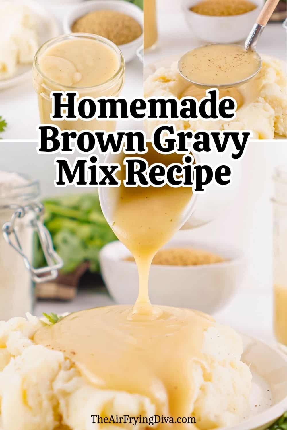 Homemade Brown Gravy Mix Recipe, a simple three ingredient classic recipe that can be used to make gravy or as a seasoning.
