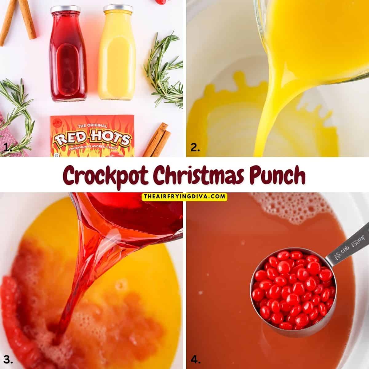 Crockpot Christmas Punch, an easy to prep delicious holiday beverage made with four ingredients and a boozy option. Crockpot Christmas Punch, an easy to prep delicious holiday beverage made with four ingredients and a boozy option.