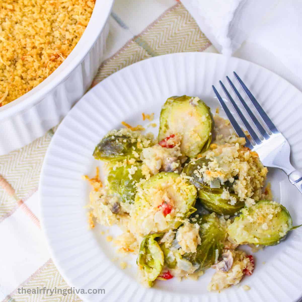 Brussels Sprouts Casserole, a delicious and comforting side dish recipe for savory brussels sprouts in a creamy and cheesy sauce. Brussels Sprouts Casserole, a delicious and comforting side dish recipe for savory brussels sprouts in a creamy and cheesy sauce.