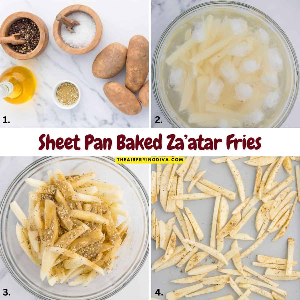 Sheet Pan Baked Za’atar Fries, crispy and flavorful homemade French Fries seasoned with savory Za'atar seasoning blend. Sheet Pan Baked Za’atar Fries, crispy and flavorful homemade French Fries seasoned with savory Za'atar seasoning blend.